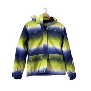 Liquid Freerider 8000mm Women's Small Snowboard Ski Jacket Blue Green Neon